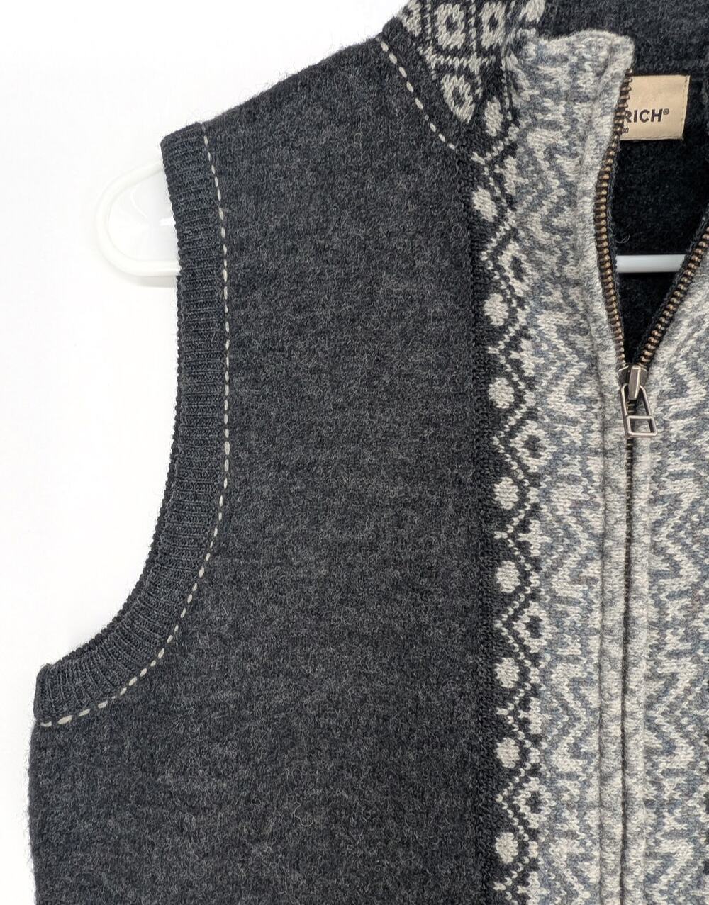 Woolrich 100% Lambswool Vest Fair Isle Geometric Women's Small Onyx Heather